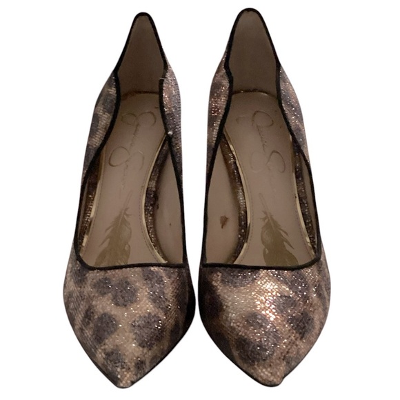 Jessica Simpson‎ golden leop print fabric heel size 7.5 - Picture 2 of 11